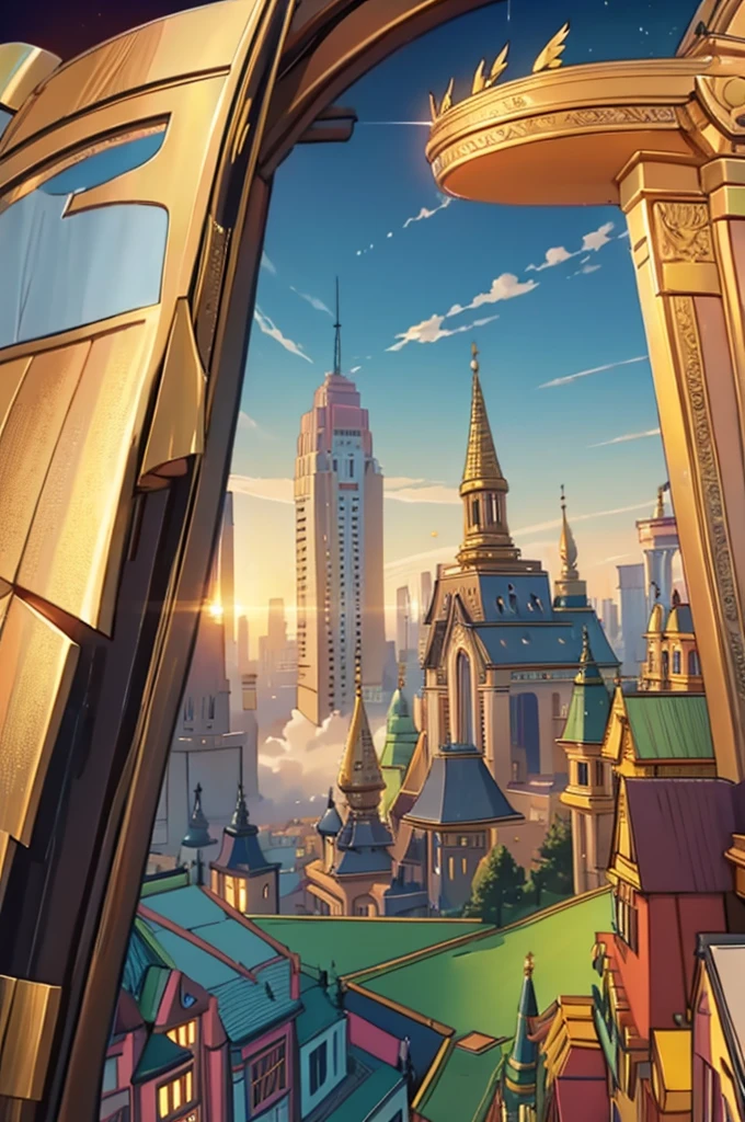 Look up,There is a bridge in the middle of the picture,There is a door on the opposite side of the bridge,The door opens inside;The sky is full of auspicious clouds,It is conical in shape,There is a light in the middle