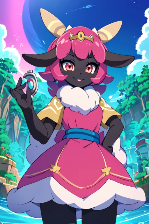 a close up of a cartoon girl in a colorful dress, splash art anime , official artwork, colorful! character design, official art, rossdraws cartoon vibrant, colorful concept art, from overwatch, youthful taliyah, character art of maple story, splash art brawlstars, official character art, cushart krenz key art feminine sara rabbit furry pokemon sun and moon gaedream gijinka palworld lamb cult of the lamb style