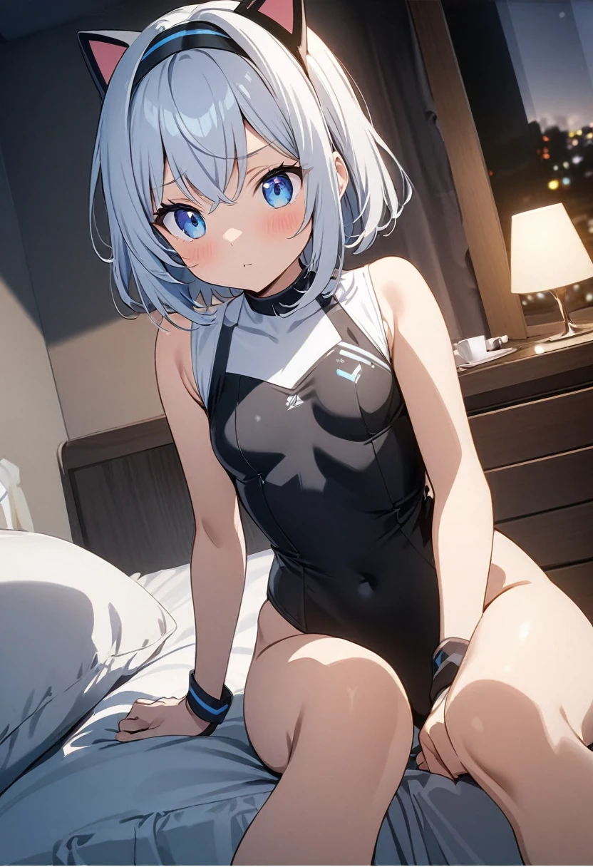 ((nikkeadmi)),nsfw,((solo girl)),((Perfect body,))((Super beautiful,))((High quality,)), (sweaty,wet fullbody,)Steam,blush,Shiny,love hotel room,thigh-high socks,cowboy shot,pov,Looking at Viewer,small breast,half open eyes,spread legs,squatting and straddling,(Show off your crotch by opening your crotch in a crouching posture,)((Turning your back to me, sticking out your butt,))(((She turns around with her back to me, sticking out her butt,from back view,Directly behind,)))((Playboy Bunny girl costume,fishnets pantyhose, black pantyhose,bunny rabbit ear hairband,)),(from below,)((Focus butt)),