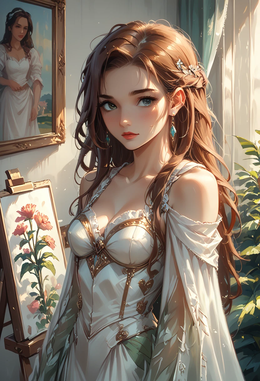 a close up of a woman with long hair and a dress, artgerm and atey ghailan, beautiful digital artwork, adorable digital painting, cute detailed digital art, beautiful character painting, beautiful digital illustration, style artgerm, artgerm and lois van baarle, in the style of ross tran, inspired by Ross Tran, stylized anime