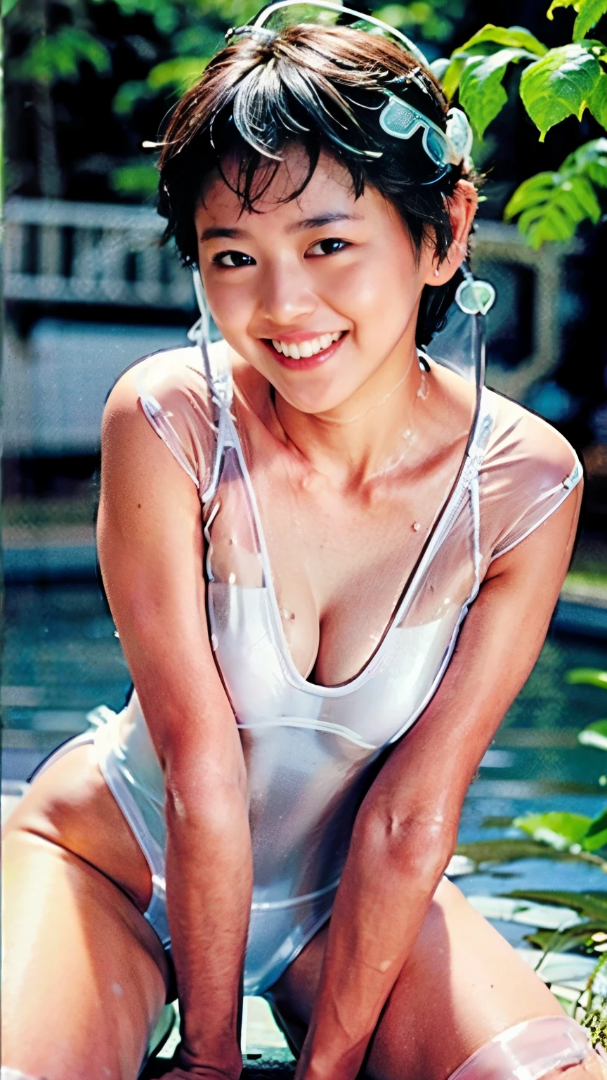 (((Transparent swimsuit:1.5)))、((Transparent sports swimsuit:1.3))、(((Thin, See-through white swimsuit)))、See-through white swimsuit、mansuji、卑猥なmansuji、Thin pubic hair and female genitalia visible through the skin、Obscene crotch tightening、(8k、RAW Photos、Highest quality、masterpiece:1.2)、masterpiece、Very detailedな、super high quality、(GenuineでGenuineな写真:1.37)、High-resolution RAW color photos、Very delicate and beautiful、Very detailed、8k wallpaper、wonderful、Very detailed、Very detailedな肌、very thin fingers、Very detailedな鼻、Very detailedな口、Perfect Anatomy、Full Body Shot、Sexy sculpture pose、Genuine、Attention to detail、(((20-year-old Japanese gravure idol with large bust)))