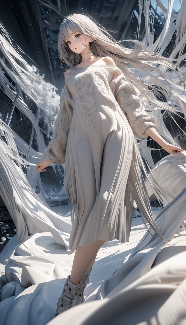 painting of a female fading into the background, female blending into the white textured background, lost expression, rough paint strokes across her face, bright white, only shades of white, some light grey, messy hair, thick texture, rough paint strokes, rough texture, white background, detailed matte painting, insanely detailed, deep color, splash screen, fantasy concept art