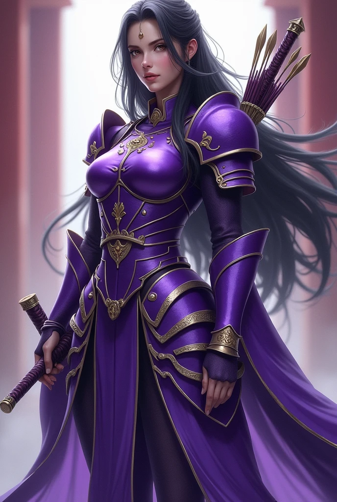 Erza Scarlet medieval version, with black hair and purple eyes