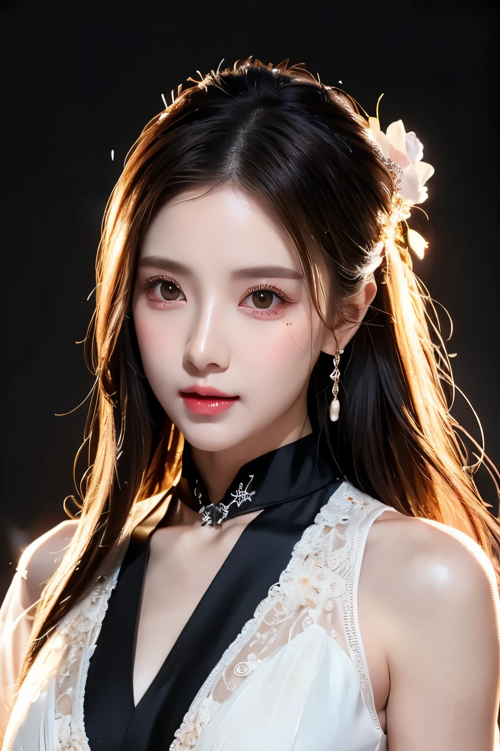 High-quality work，Realistic works，Super premium graphics，8K HD CG 작동，High-quality graphics，High definition and elaborate CG work，10x Pixels，Ultra-fine details：1.1，Advanced technical details：1.1Realistic photo effects，인테리어 lighting effects：1.5，natural and soft light：1.5. lighting effects（가상 lighting effects：1.8），ultra high resolution，Radiant dresses，Silver long hair，silver hair，transparent hair，high detail hair（High quality hair details：1.1）맑은 eye，Your double eyelids look good.，Sharp eye makeup, 고급스러운 속eye썹 메이크업을 연출해보세요, t얇은 eye썹, 매우 상세한 eye，high nose, Lovely red lips, Rosy cheeks, Delicate makeup on her face , pretty face, The facial proportions are perfect.,（Advanced facial details：1.1）1 Beautiful girl in beautiful Hanfu, （흰색 race 속옷），（At the bedside，Your face is attractive.），（White silk pantyhose，race），There are a lot of yellow patterns, long hair brown （huge breasts，split），Beautiful headdress, nice face cute face, perfect face, Earrings Jewelry, Antique jewelry, 크고 검은 eye, Sharp eye makeup, 디테일한 속eye썹 메이크업, 얇은 eye썹, high nose, I like red lips, There is no smile, pursed lips, pink cheeks, big bust, big bust, balanced chest, slim waist, Red mesh stockings，Black border , Chinese Hanfu style, Fictional art patterns, Vivid and realistic colors, RAW photos, The actual photos are realistic., Ultra-high-quality 8K surreal photos, Nice picture, (가상 lighting effects: 1.4), 10x Pixel, magic effects (house background，bedroom): 1.4), (Hyper Detail Eyes: 1.4), (eye꺼풀): eye): Red: 1.4), (검은 eye동자: 1.8)Portrait of a beautiful girl, lonely girl, Ancient Hanbok background, Look straight at the viewer and hold your head up, Wide original image, 8K quality, Super Sharp , most detailed、The sharpest images, Detailed light background,，Women's works，Dress full body video，realism，놀라운 split，오늘따라 eye이 참 밝네요
