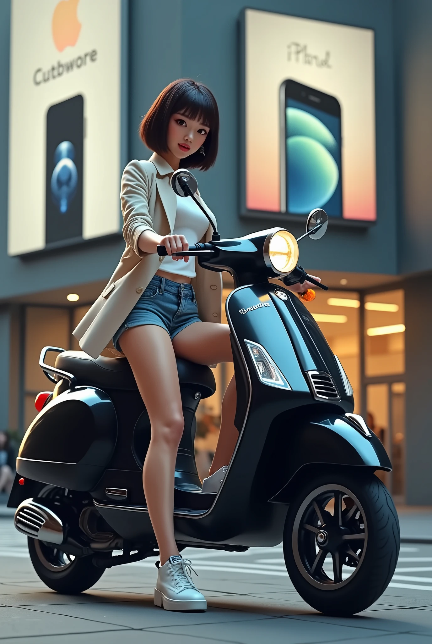 (((realistic))), (a girl stand front a vintage scooters bike:1.75), girl focus, ((see through white frilly shirt:1.3), (full shot), (pink maxi satin skirt:1.3), nudity, (sweaty)), (flashing panty:1.2), 25 years old, (beautiful puffy clouds, sunset sky), (dusk, venice alley background:1.5), (, slim, thin body, puffy nipple:1.3), (photography, realistic, bokeh, blur), ((wavy short bob cut)), (cenimatic lights, soft lights:1.3)