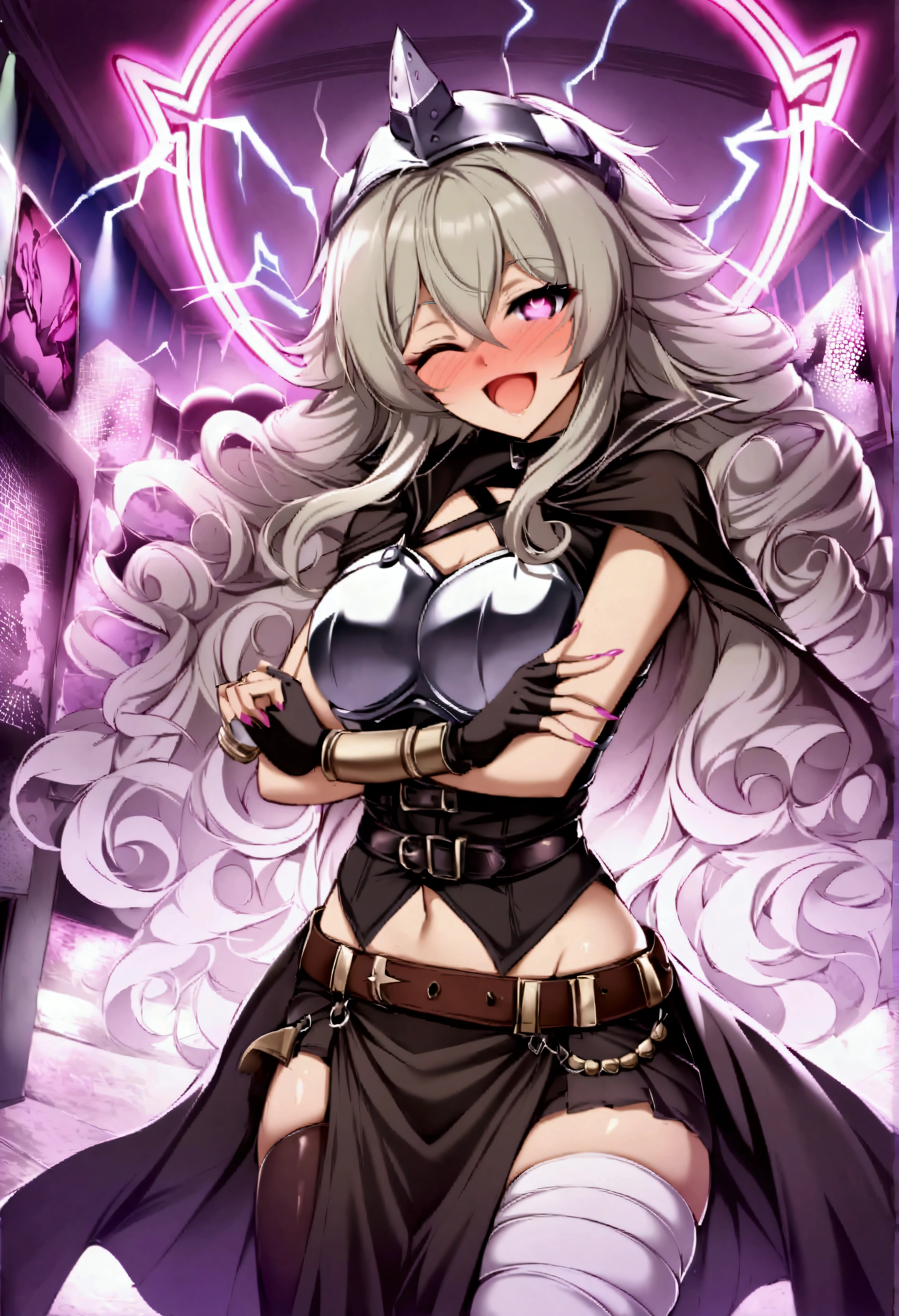 NSFW,tucking up the skirt,tiny girl,Perfect body,Perfect hands,Colossal tits,Lori,silber hair,Twin-tailed,Whip thighs,Enchanted thighs,Stockings,Curvaceous,evil smile,Sexy costume,Naughty face,hair adornments,White background,simple background,Top image quality,Best Quality