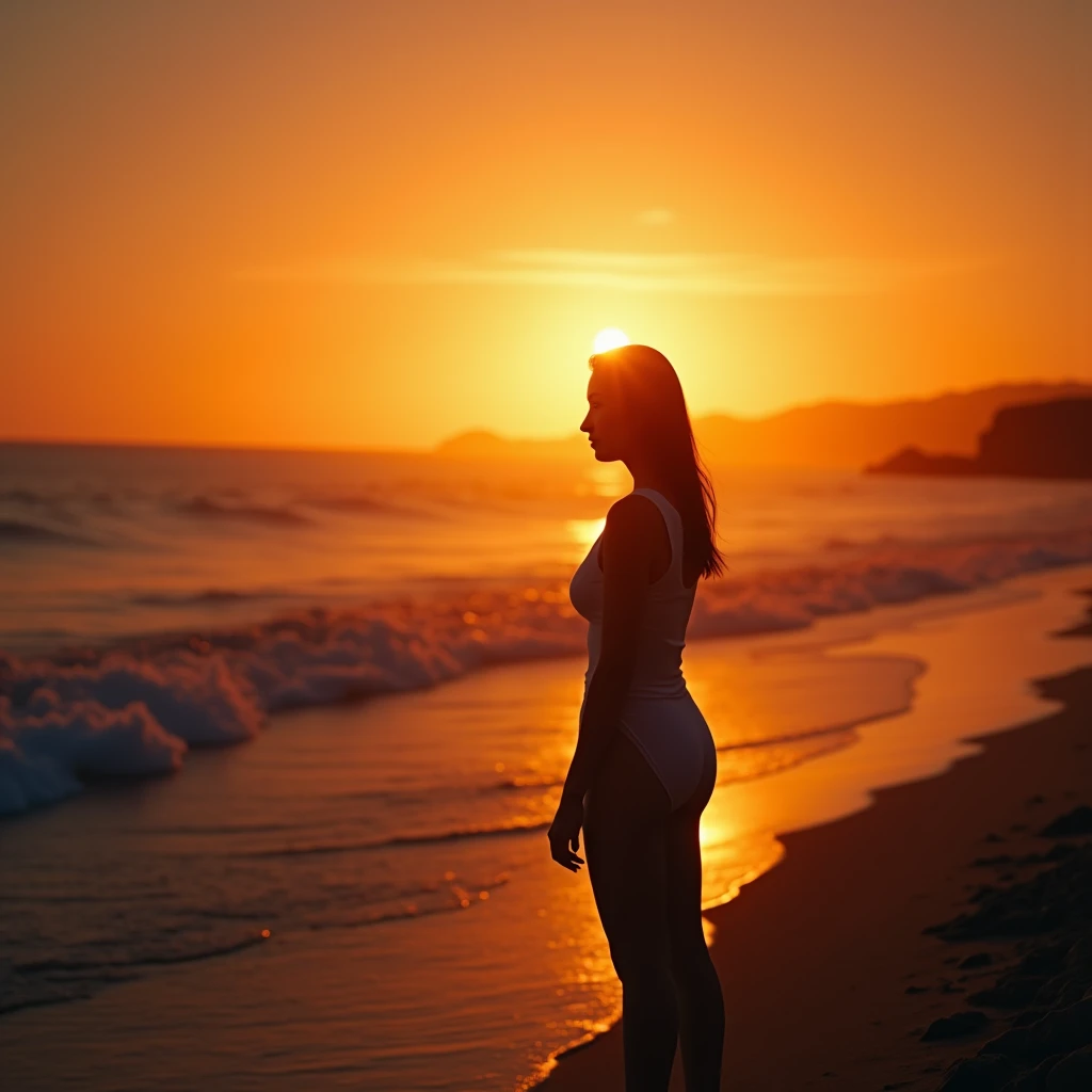 mulher loira, peituda, 18 anos, com grande decote transparente, tomando sorvete na praia