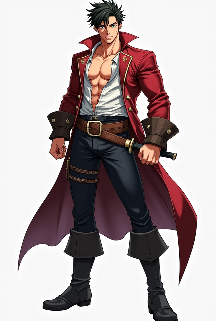 Pirate man with red hatdark skin red hair with brown skin