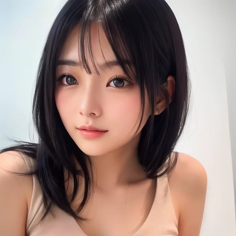 Tabletop, highest quality, figure, Super detailed, In detail, High resolution, In 8K,wallpaper, Perfect dynamic composition, Beautiful fine details, White Tank Top,Short Bob Hair、Blonde,Big Natural Color Lip, Bold sexy pose,Expressionless、Cold Stare,Harajuku、20-year-old girl、cute、sexy shot looking at camera、In a dark room、Sleeping in bed