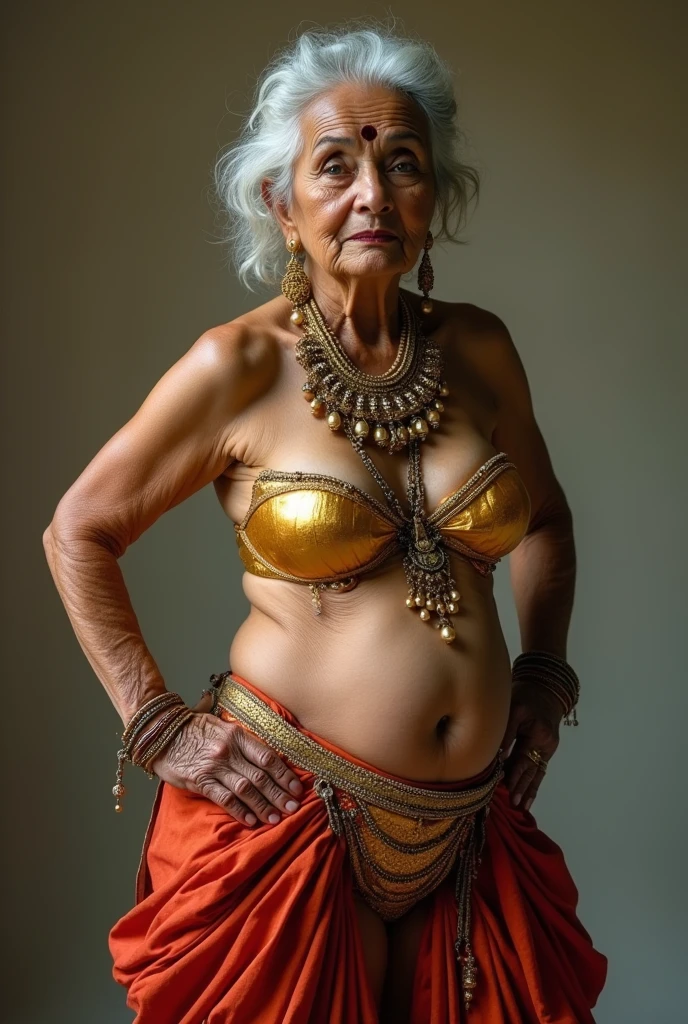 (((masterpiece, best_quality, ultra-detailed, immaculate:1.3, sharp detailed))), (((((75 year old mexican tan woman with grey hair and wrinkles))))), cavewoman, ((( girl standing below a vulcano)))(dark tan skin)(from the front) ((blueish black hair)) short hair, braid , grey hair, beutiful inviting old woman, grey eyes,freckles,lips, (((((background of red lava and black vulcanos with lava
and dark clouds))))),(((((only wearing a tiny hanging cavewoman pelvic curtain made of red dragon scales))))),((topless)),((looking at the camera, playful smile, inviting face,perfect detailed face,)) beutiful face, perfect eyes, wide hips, cavewoman, nsfw, ((naked flat chest))(loincloth hanging barely lower than the pussy) (pussy focus, legs open,)(((realistic old woman)))((curvy muscular body))((perfect pussy))((completely naked legs, completely naked chest))((pubic hair visible))((((((pelvic curtaing made only of a big and vibrant red dragon scales))))))((red colors))((((((topless, naked chest, naked breasts, naked nipples))))))((((completely naked upper body))))(((short spiky hair, spiky hair, short hair)))(((sweaty)))