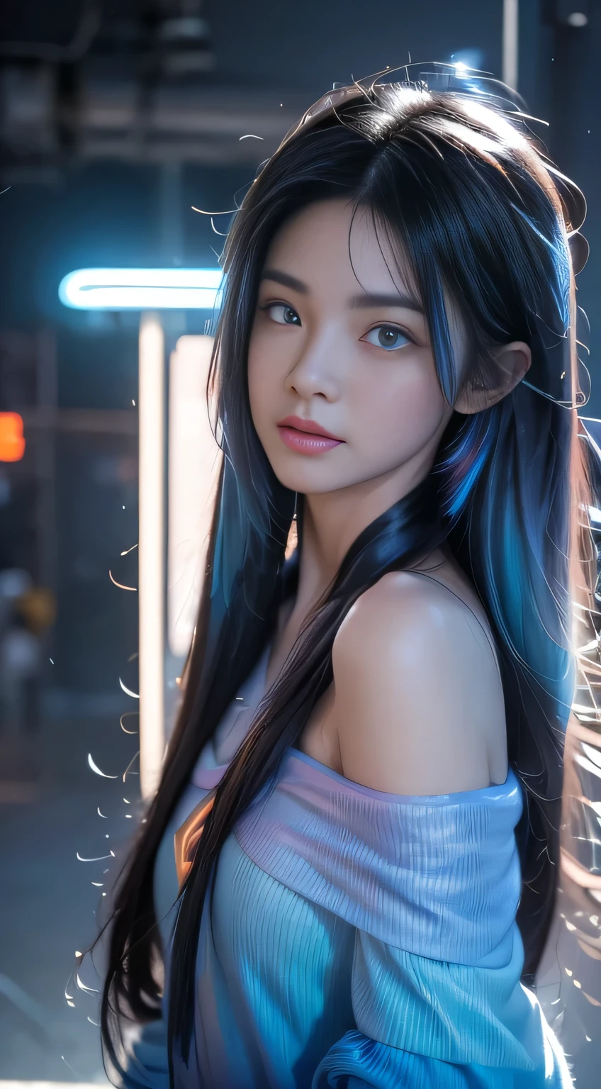 highest quality、8K masterpiece、超A high resolution、(Photoreal:1.3)、RAW photo、1 girl、silver hair、braided twin tails、glowing skin、1 Super Beautiful College Girl、((Ultra realistic details))、portrait、global illumination、Shadow、octane rendering、8k、super sharp、very intricate details、realistic light、Trends in CG society、beautiful eyes、blue shining eyes、towards the camera、headset、carbon fiber bra、cleavage、