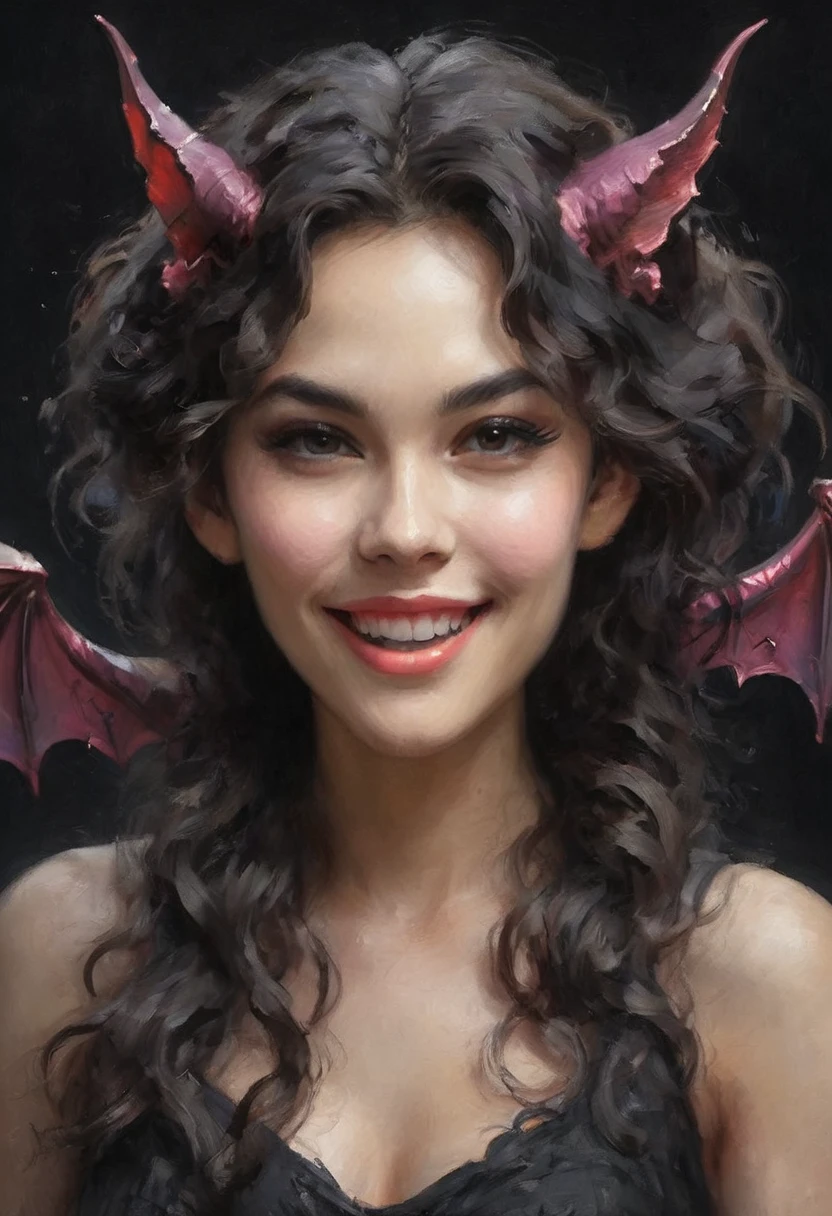 Anime personage, (((Photorealistic))), full-length portrait, (cute woman with realistic bat's wings), on a small roof In the old Gothic town, Sunset, (Detailed face and magic eyes), (extremely sexy), nudist, pleasure, perfect body, expression enjoyment, seductive, luminism, autumn aura, Cinematic lighting, messy hair, windblown, Professional photography, little smile, fine facial traits, slim physique, (Depth of field)