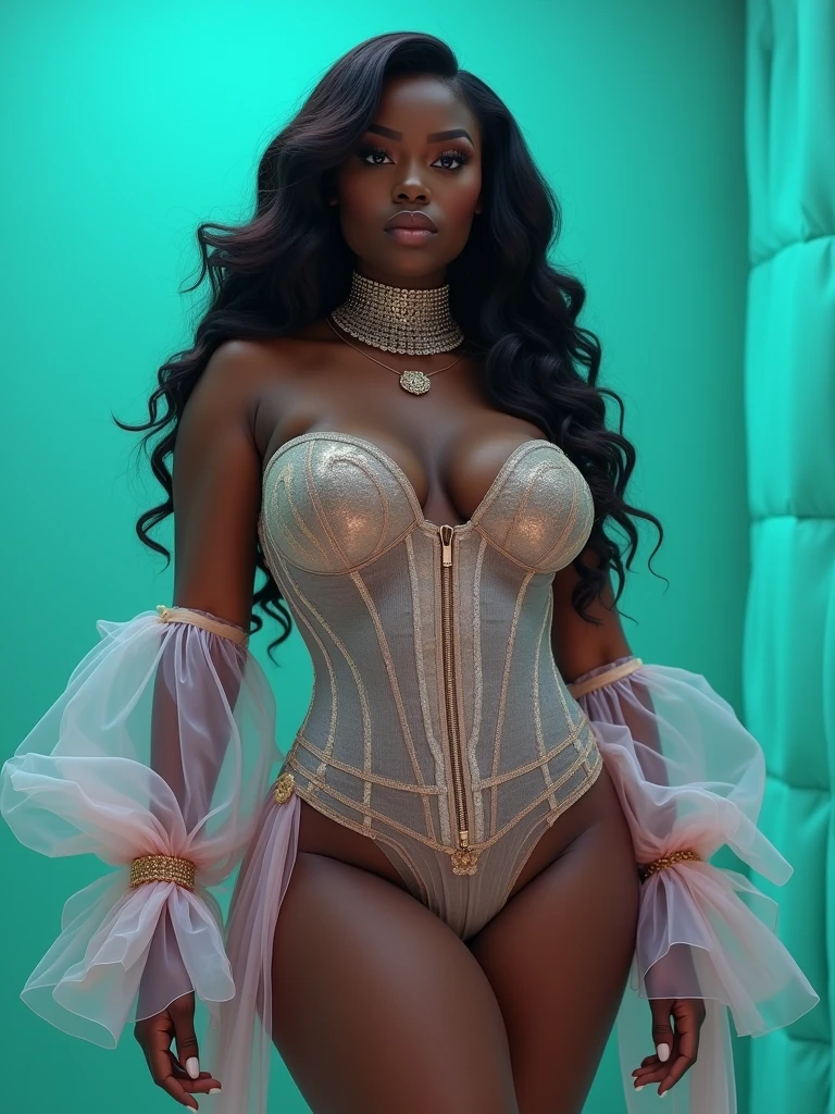 mulher + africana + pele escura + corpo inteiro + nua + menage + seio silicone grande + gostosa + tatuagem no peito + transparente + correntes + chicote + sexy + nua