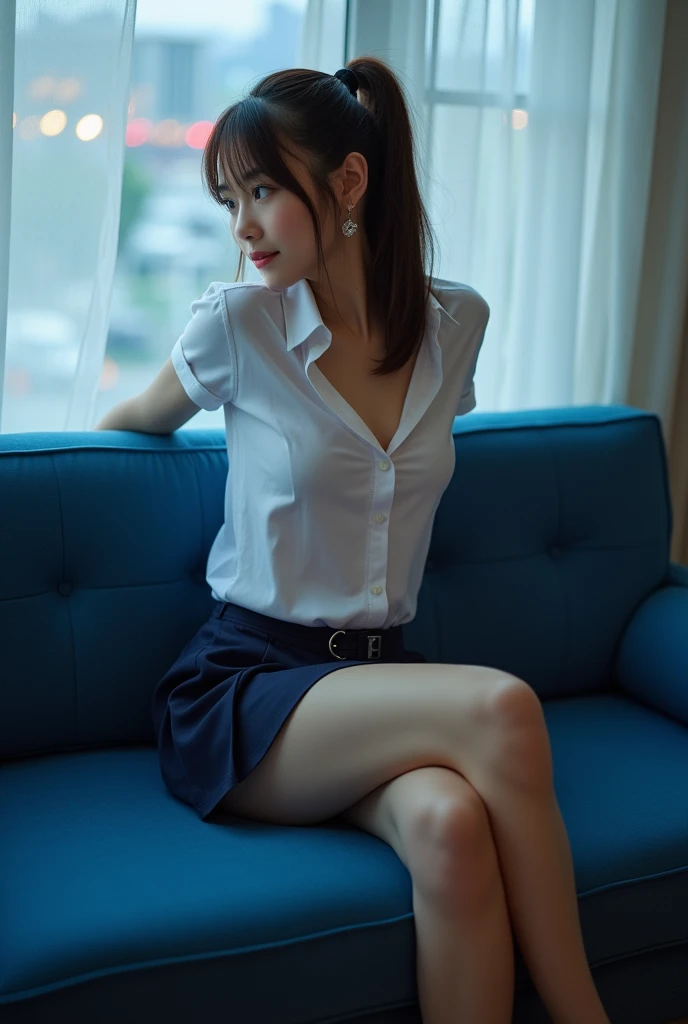 top-quality、profetional lighting、Top image quality、Realistic background、Gymnasium、Wear a uniform、Khaki blouse、Navy Blue Plaid Skirt、Take off your blouse、Open the front of the blouse with your hand、Open Shirt、(Show your bra)、opens legs、I can see panties、(Transparent underwear with red lace on the top and bottom)、hposing Gravure Idol、a beauty girl、hi-school girl、、a baby face、Ekbo、Short Bob、Brown hair、Smile、A slender、Ekbo、Sit up、opens legs