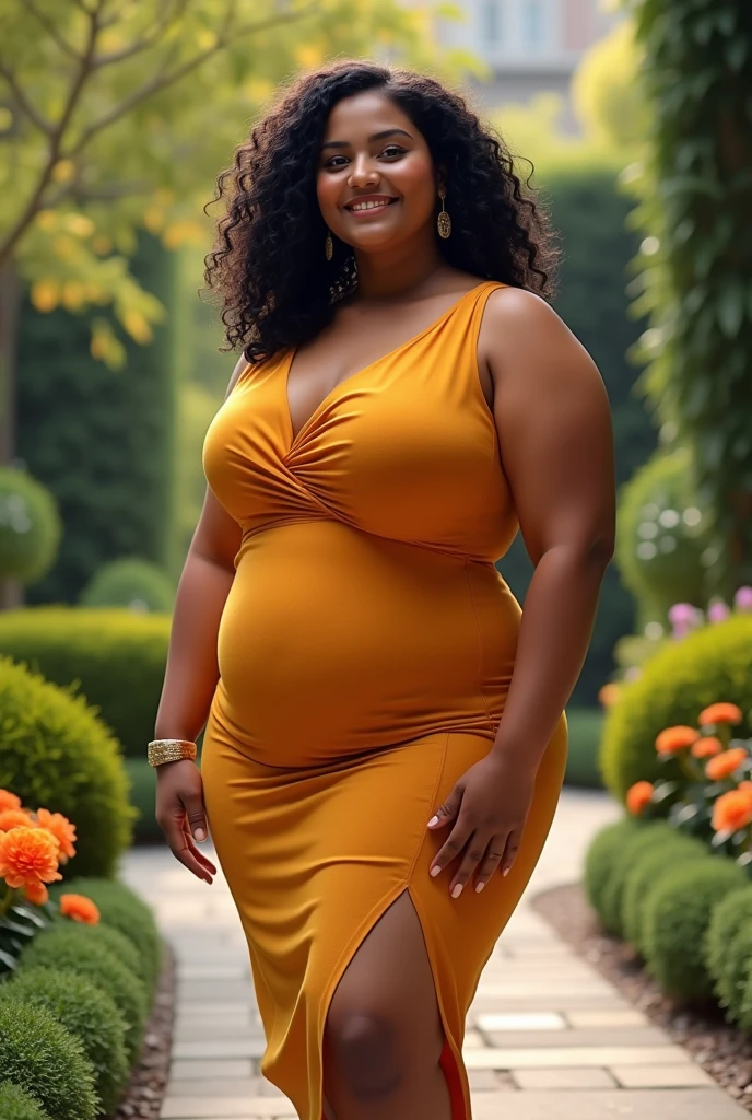melanin, a woman, [cleavage|curvy|big ass] <lora:melanin:1>, wearing dress in summer