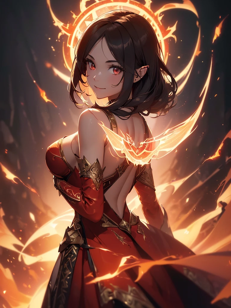 sorcerer,attacking magic,Fantasia,a beauty girl,beauty legs,Fire attribute