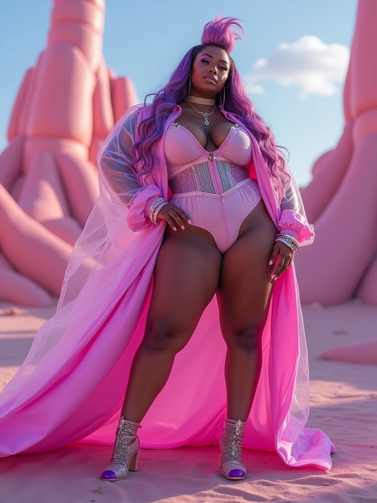 Big woman inside the tree at night setting there she looks like fairy tale wearing glowing effect clothes full personality, long hairs, realistic face,clear face,nose,pinkchick,view POV from above