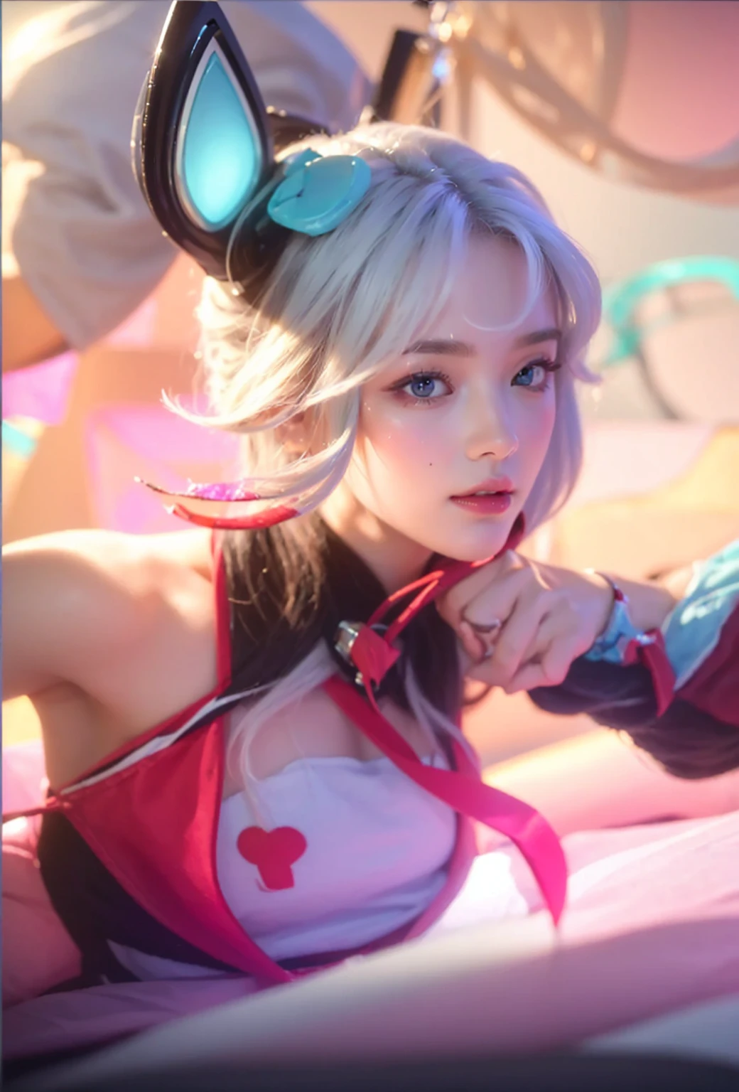 (Photoreal: 1.4), (Hyper-Realistic: 1.4), (Realistic: 1.3), (Smooth Lighting: 1.05), (Improved Cinematic Lighting: 0.9), 32K, 1 Girl, 20 Year Old Girl, Realistic Lighting, Backlight, Face Light, Ray Trace, (Whitening Light: 1.2), (Image Enhancement: 1.4), ( Top Quality Real Skins: 1.4), Narrow Eyes, Narrow Face, Narrow Eyes, (Body Line Mood Increase: 1.1), Oversized Breasts, Large, (Beauty of Skin Texture: 1.1), Armpit Hair, Lace Lingerie, Thighs, Bumps, Crotch Bumps, Bed, Short Hair, Seduction, Spread Your Legs Wide, Nipple Stickers