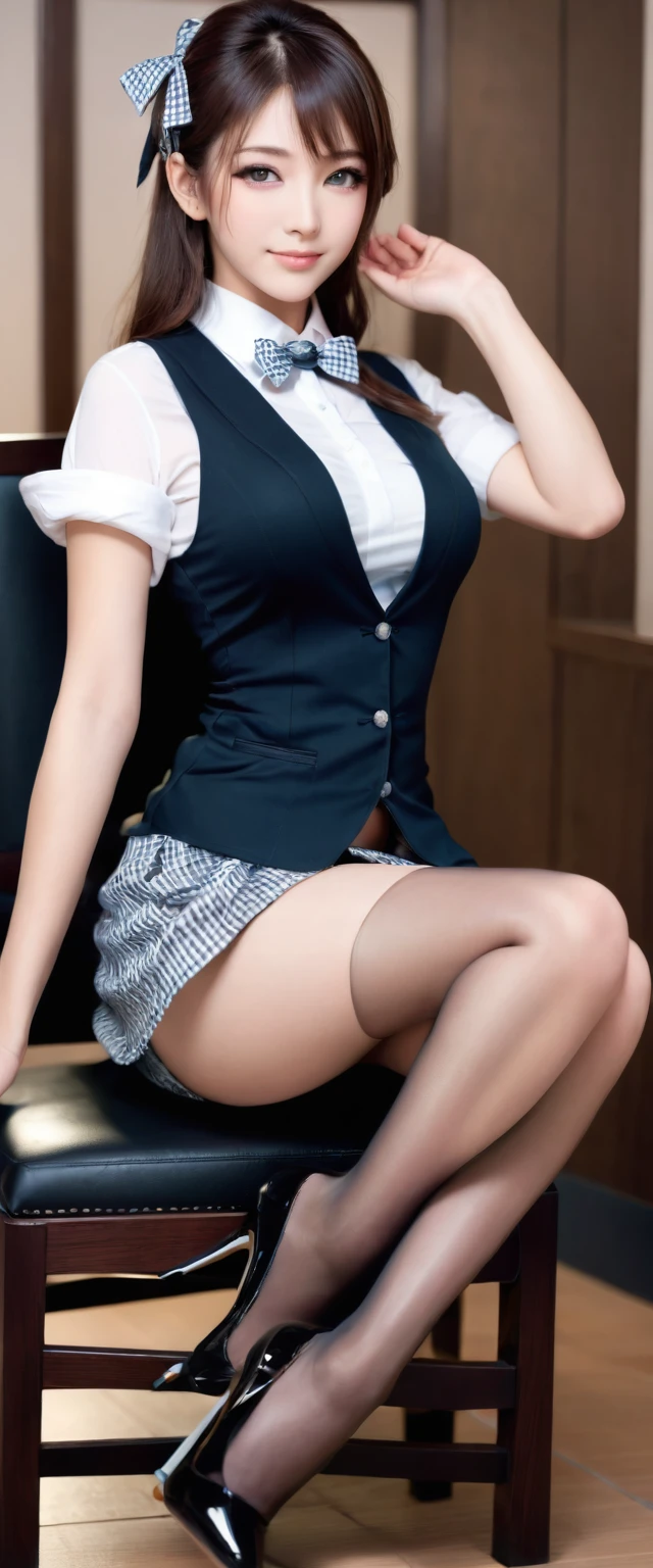 beautiful female k-pop idol, gigantic breasts, huge cleavage, her face is visible, close-up portrait, shot on sony a1, 85mm F/1. 4 ISO 100, medium format, 45 megapixel, studio lighting, softbox, high shutter speed flash photography, award-winning photograph with golden ratio composition, look at viewer