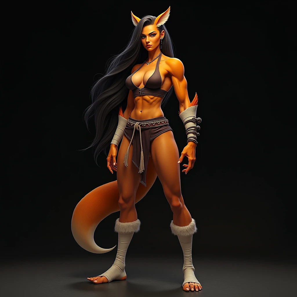  Sexy wolfgirl on sport lartex BH and medium breasts and full body 