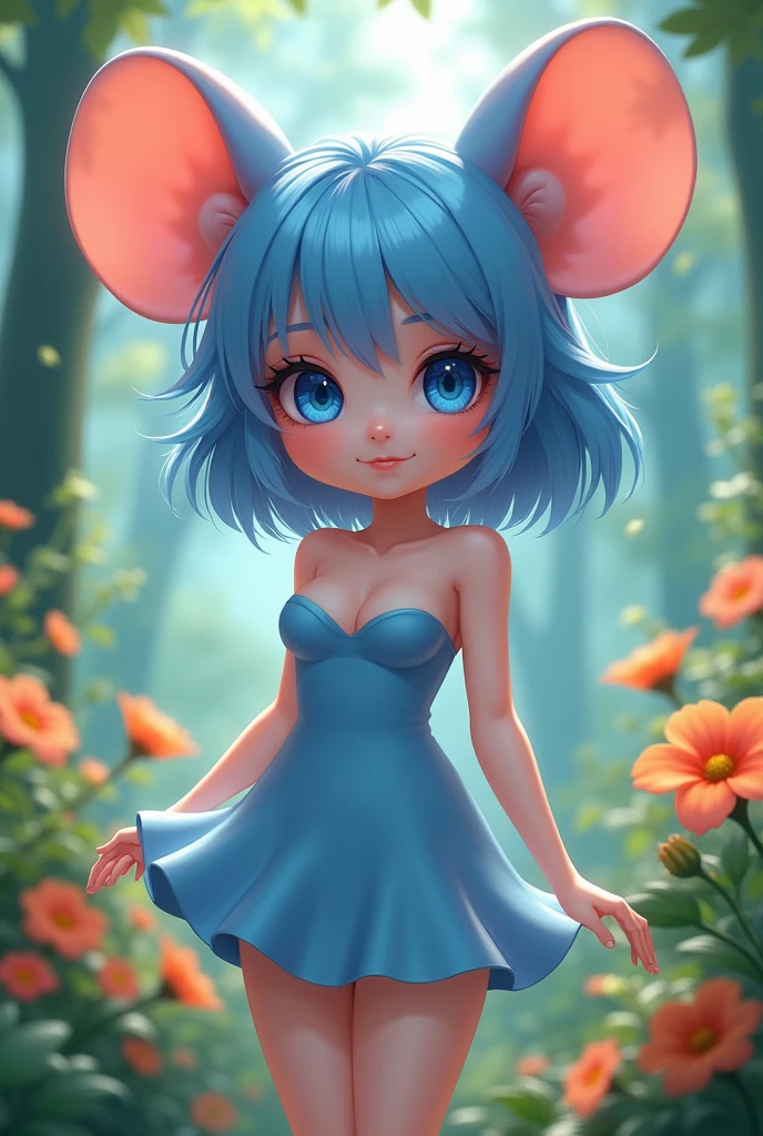(best qualityer, work of art), Cover of a women's porn magazine, Kale, erotic, 18+, NSFW, 1 garota furry, furrygirl,30 years old, splendid, cute, comforting smile, hourglass figure, short blue fur.