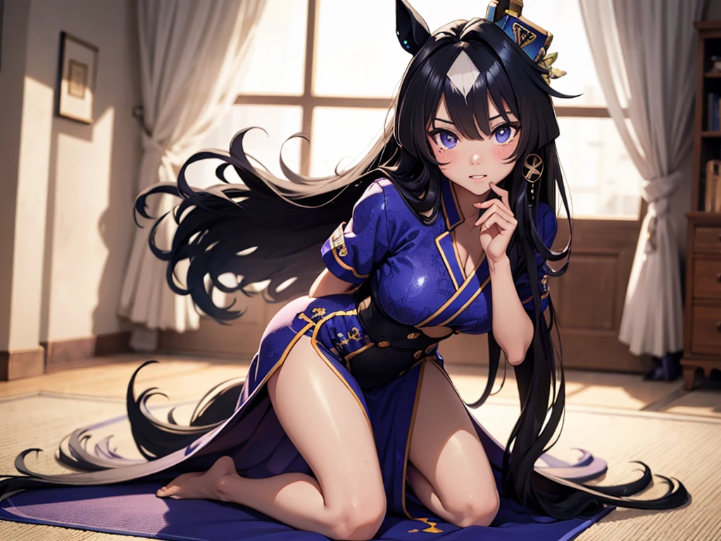 Anime girl with very big breasts and very big ass, full body Xianxia, small curvaceous loli,((solo)),(deck),black hair long,curvy,(thighhigh),((Captain)))、(smile),pixiv3dcg,, negative, pixiv, ecchi, opppuro potion, full body commission four, top rating on pixiv, ecchi anime style, seductive anime girls, pixiv