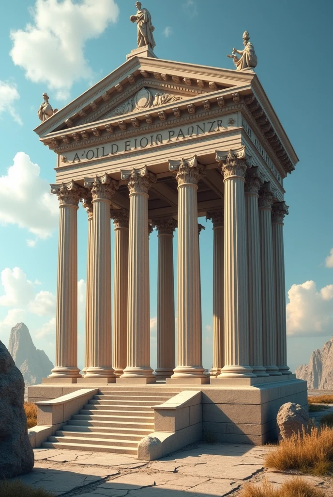 create an image based on the coliseum columns with the following items:
Elongated base:
- Mission - Vision - Values The ground will be:
- Corporate culture The pillars:
- Policies - Standards - Procedures - Work Instructions The roof support base will be:
- Business planning - Business budget - KPIs At the top there will be: 
- Corporate governance