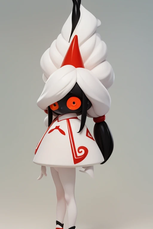 　　height: 130cm　Standing picture Simple design　The dress is a one-piece　camisole　No sleeve　Sleeveless　Long Hair　Long black hair　Hair is black　Red eyes　Shoulder-baring ahoge　Kokeshi
