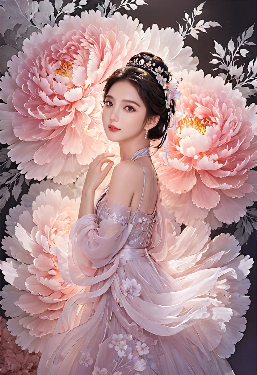 (masterpiece,best quality,Practical:1.2),1 Girl,Flower background,