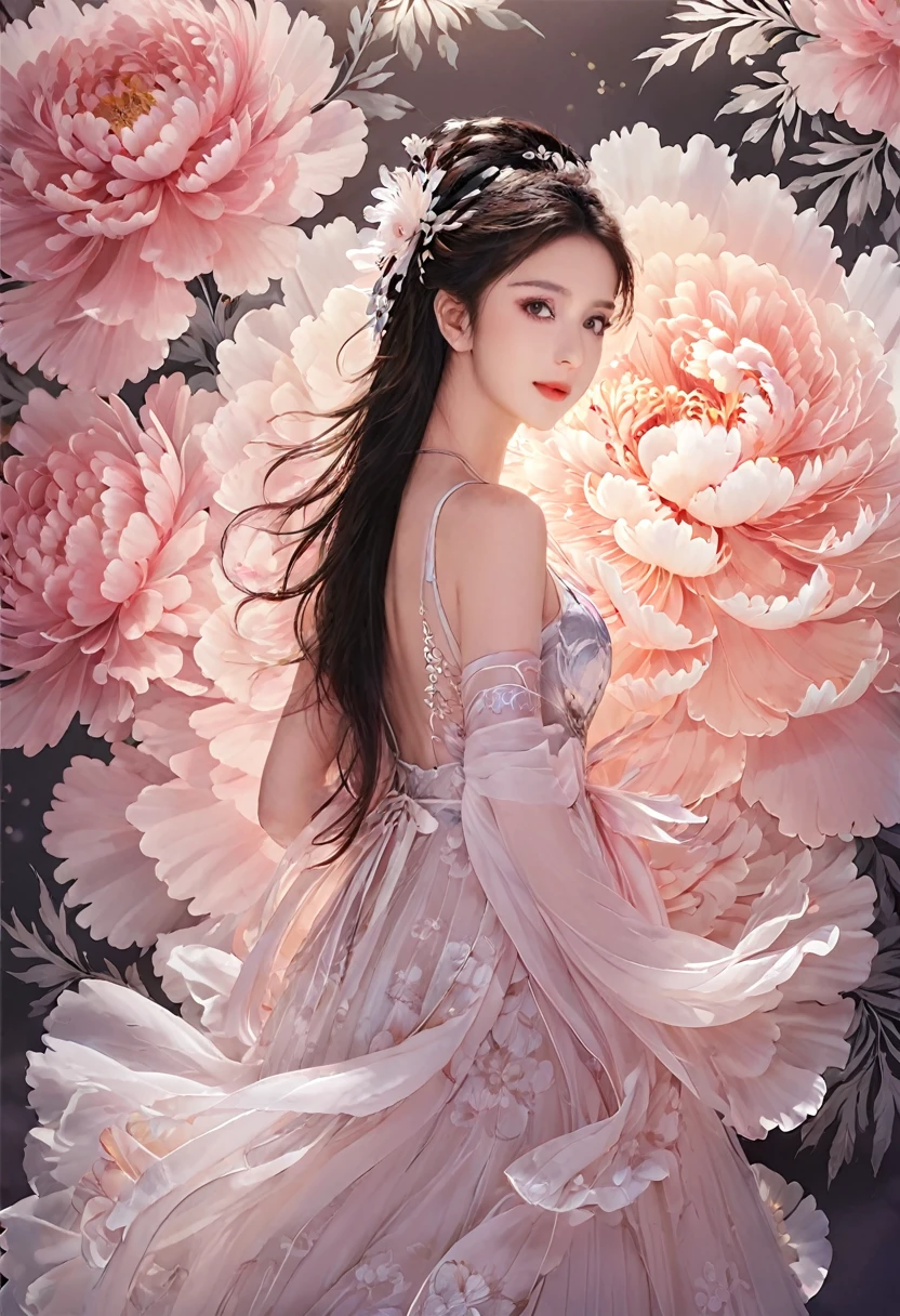 (masterpiece,best quality,Practical:1.2),1 Girl,Flower background,