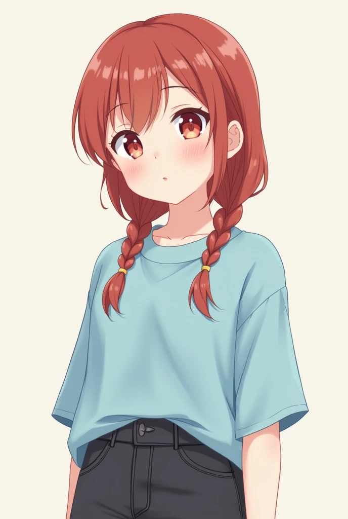 masterpiece,best quality,high resolution,nsfw,aakaho,long hair, ahoge,collarbone, print shirt,((nipple slip from white shirt)),((((clothed)))),raglan sleeves,clothes around waist, plaid shorts,(leaning forward)