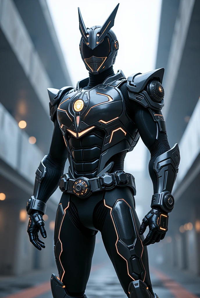 Detailed picture of a male brown power ranger that uses a horse as a motif, A helmet obscures their face, no cape, standing on the building, alone