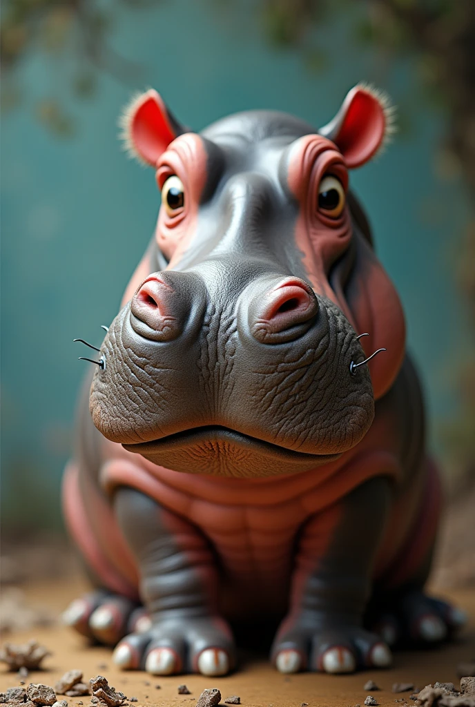 Hippopotamus with lighting background
