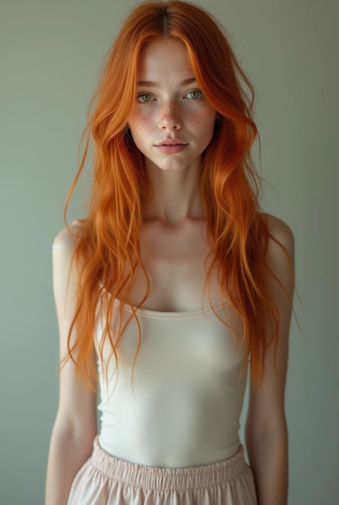 pale skin, detailed beautiful young woman, reddish golden ginger hair, long, wavy and messy hair, detailed perfect eyes, delicate symmetric realistic and beautiful face, (abandoned construction site backgroung), torned clothes, ragged clothes, poor girl, full body, masterpiece, absurdres,fine detail, rich colors, dramatic lighting, extremely detailed, cinematic lighting, thick body, full body, ((18 year old woman)),
