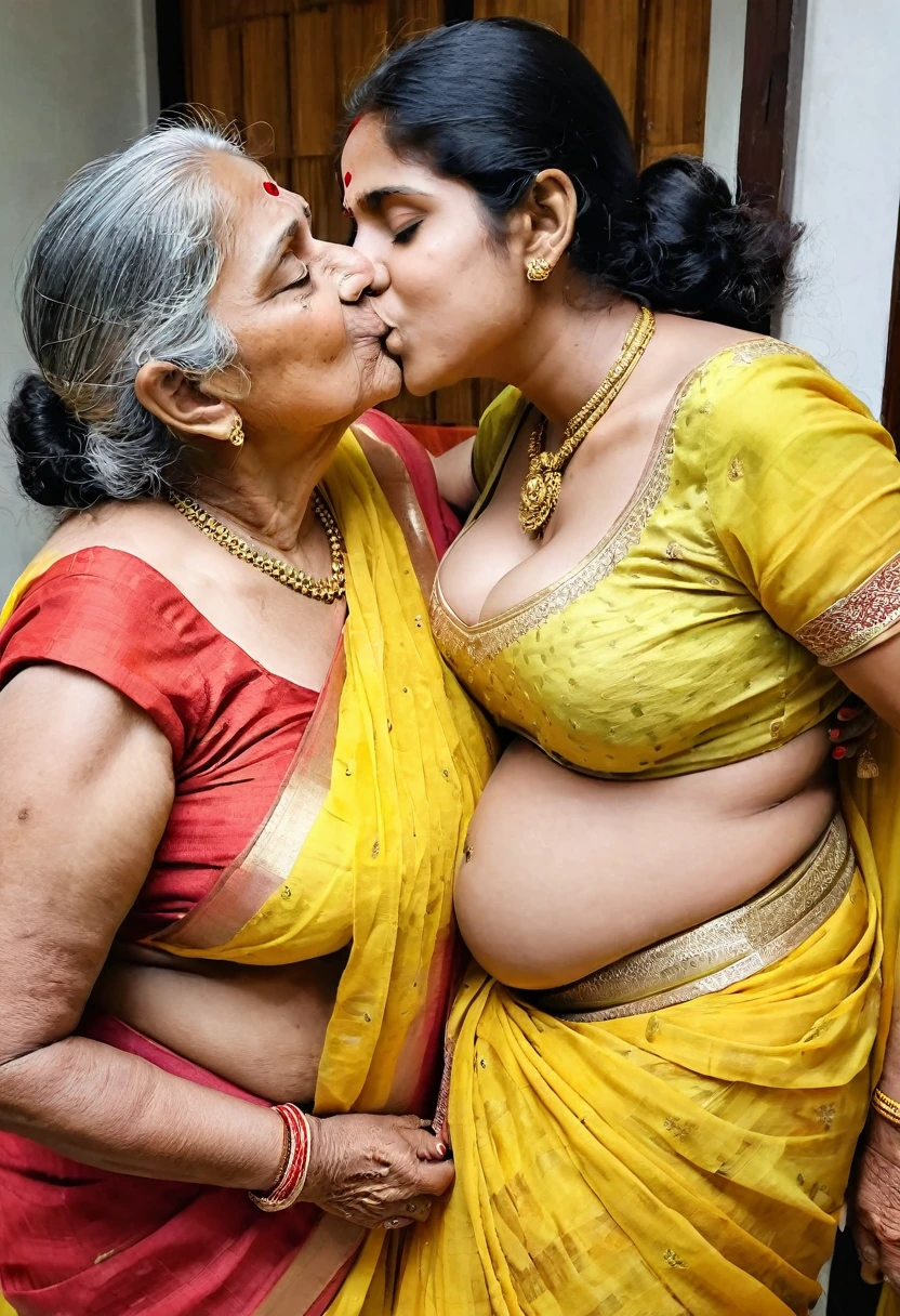 (Portrait of indian 70 years old mature old lesbian ladies), Different faces 70 years old rich two mature old ladies in wealth body,Extremly licking each other tongues in their office room table next to apple desktop comp