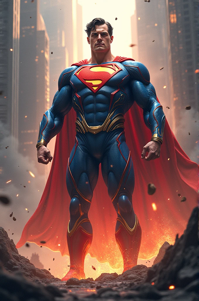 Superhero fused between superman and ultraman