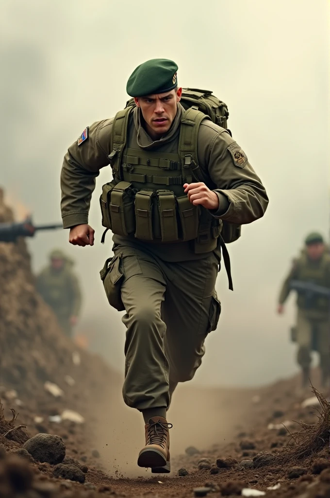 cinematic photo 3 soldiers in a war, friends, fighting enemy forces, war scene, high definition, 8k, HDR . 35mm photograph, film, bokeh, professional, 4k, highly detailed