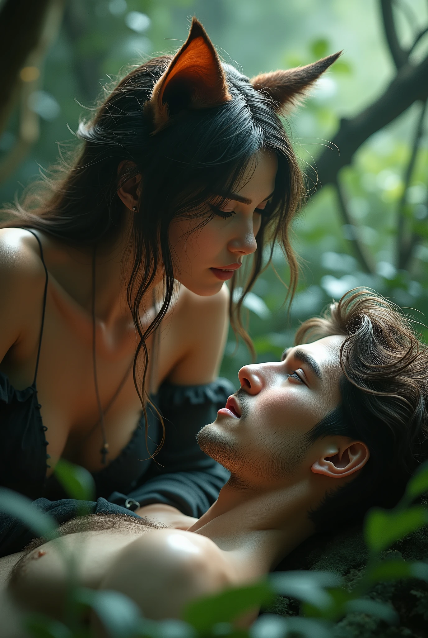 (((man and woman having sex in various position))) (1 gorgeous malay girl wearing thongs and arm sleeve, topless, wearing plain hijab, she is hugging 1 handsome man 40 years old with slick back hair, he is shirtless and wear panties) ((he is having sex with her)), dynamic pose, ultra realistic, masterpiece, maximum quality, detailed skin texture, skin pores, film grain, eyes closed, skin marks, moles, highly detailed skin, fantasy flower garden, (flowers blooming densely in background), lisianthus, pale pink and light azure color grading, surreal and dreamy environment, ethereal foliage, high contrast, ink strokes, over exposure, abstract, (watercolor painting by John Berkey and Jeremy Mann, brush strokes), flower petals and leaves flying blown by wind, film grain, film noise, cinematic composition ((KAMASUTRA))