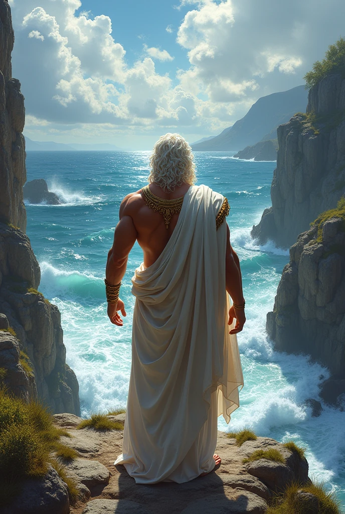 Poseidon sentado em seu trono no fundo do oceano, Ocean Ruler, retratar seu poder e autoridade