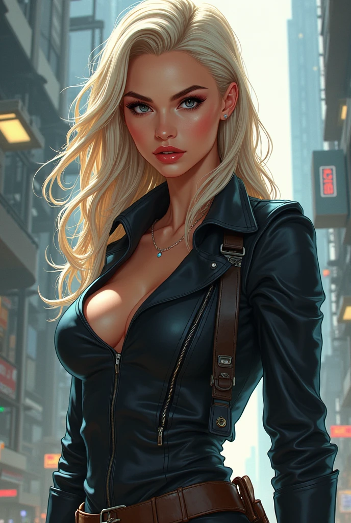 Most beautiful art in the world. wall-paper. cinema poster. 1 GIRL. Sun tan, BIKINI MARKS. Masterpiece artwork, best qualityer, artstation, de Joe Jusko. The image should feature an American woman, extremely beautiful and sexy, Broad Hips, AT 35 YEARS OLD, long blonde hair, seductive in black leather clothes, black pants and top. thick-thighs, huge silicone breasts. big and round ass. She wears a black top, has large and voluminous silicone breasts, leather pants, glued to the body, Black boots. Wear leather gloves.Has holsters on her waist, with guns on each side. Wears Matrix-style sunglasses. She is tall, slender, musclegirl, Fighting Style, serious expression on her face, Sun tan, with bikini lines. Uses a belt full of ammunition. She should be portrayed with a dark and shocking presence. The atmosphere must be charged with electrical energy and filled with dark and menacing shadows, roupas detaileds, lifelike textures, (oil painting:1.2), (photorrealistic:1.4), Fantasyart, (detailed, intricate), Bela, dazzling, good anatomy, good proportions, good composition, volumetric lighting, sub-surface Scattering, (higher quality, Awarded, Masterpiece artwork:1.25) . ultra realisitic, cinema quality . best qualityer, ultra detali, Masterpiece artwork, detailedmente, high resolution, 8 k wallpaper. horror film. big and round ass. extremely sexy. IS PULLING THE PIN OUT OF A GRENADE.
Art in the highest resolution, 700 DPI, 21×30 centimeter format. cinema poster. (( big boobs)) lot bullet on belt