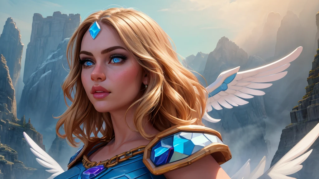 1girl, crystalmaiden, beautiful detailed eyes, beautiful detailed lips, extremely detailed face and skin, long eyelashes, intricate crystal armor, ethereal crystal wings, floating in the air, fantasy landscape, glowing crystals, soft lighting, vibrant colors, cinematic angle, (best quality,8k,highres,masterpiece:1.2),ultra-detailed,(realistic,photorealistic,photo-realistic:1.37),digital art