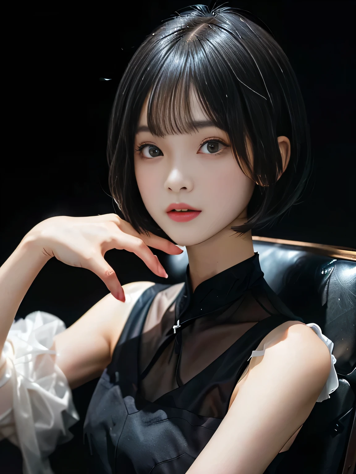 {Negative Space:superior},{{{頭superiorのスペース}}}, {{{Depth of written boundary}}},{Blur the background}}},,{{{{A dark-haired 1 girl sits in a chair}}}}, {short hair}, {with a Bobcut}, {black,Hime cut ヘアー}, {黒 Bobcut ヘアー}, {Hime cut}, , Hime cutヘアー, Short black hair, short hair, {{bangs}}, Bobcut, Bobcut , Black bob hair,{{{Simple background:1.6}}}
