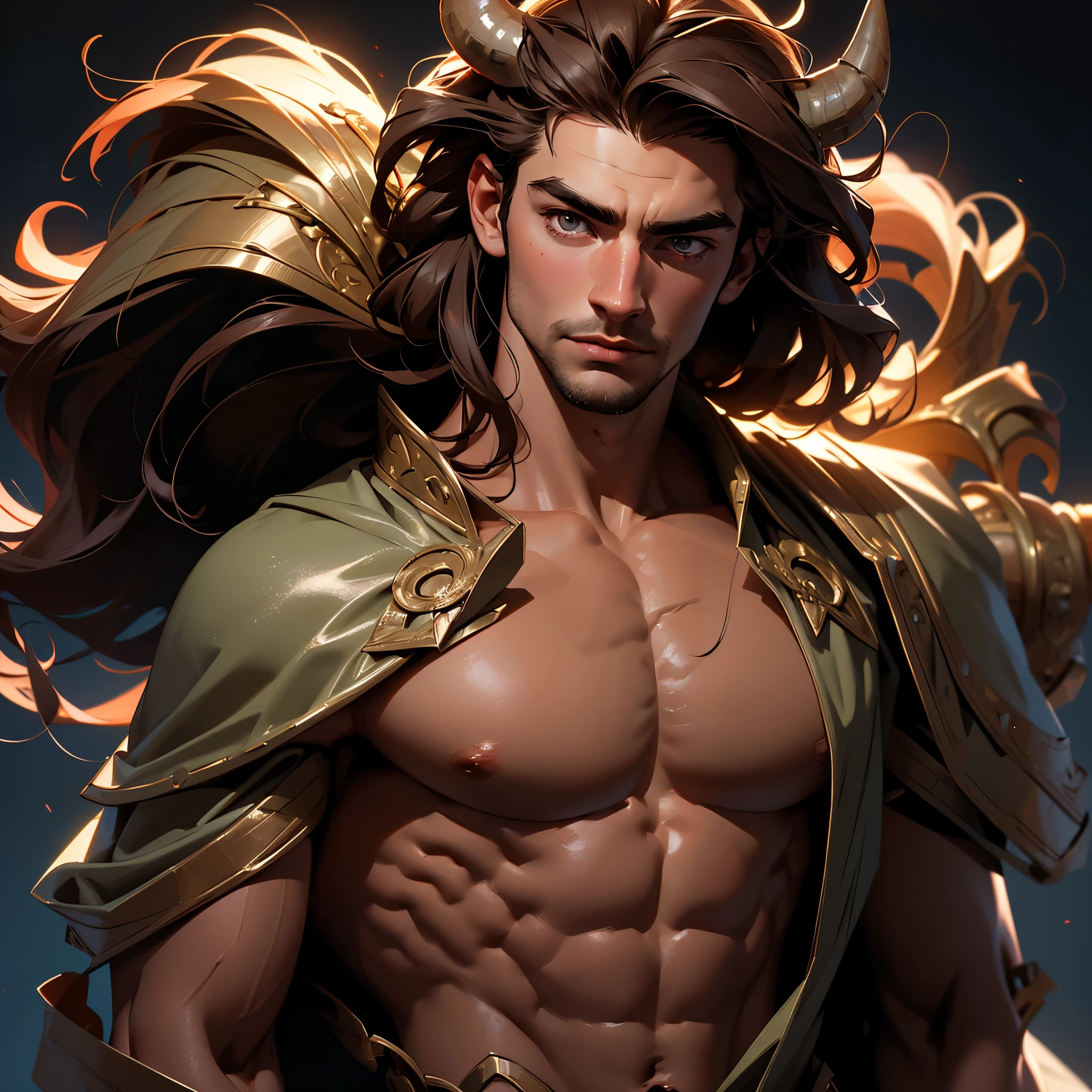 muscular man with horns