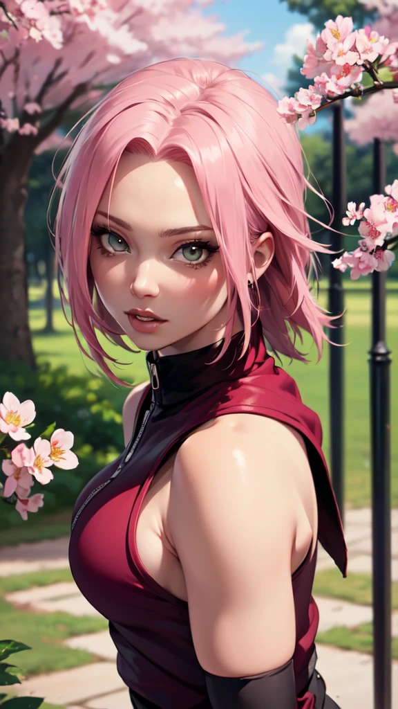 sexy outfit,(best quality)), ((Masterpiece)), (Detailed), Perfect Face((best quality)), ((Masterpiece)), (Detailed), Perfect Face(best quality)), ( (Masterpiece)), ( Detailed), Perfect Face (best quality), ((Masterpiece)), (Detailed), Perfect Face, stunningly realistic, photorealistic, photorealism, 1 sakura Haruno (( over sexualised version of Sakura Haruno:1.4))

