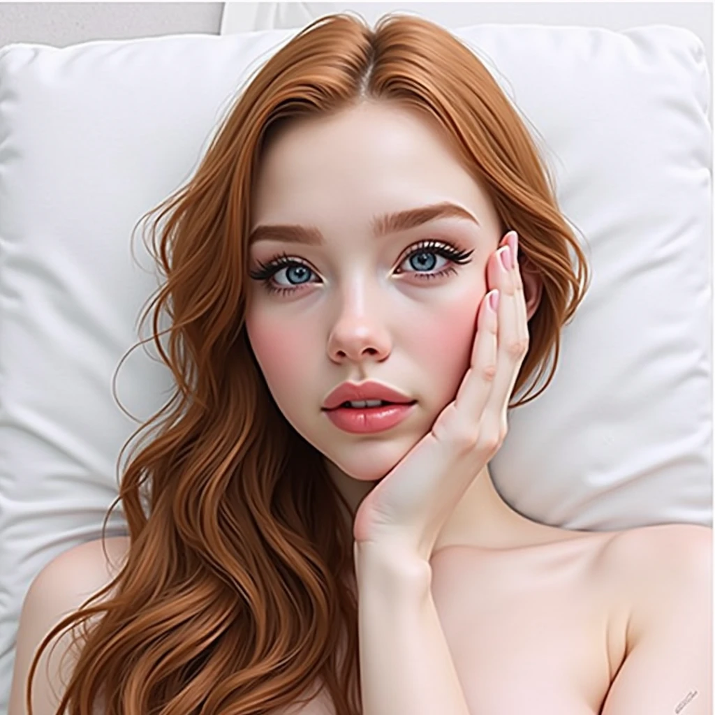 (whole body:1.5),octane rendering, 8K, best quality, masterpiece, backlit scene, single light,illustration, extremely delicate and beautiful, detailed,extremely detailed,CG,Unite,wallpaper,Astonishing, fine details, realistic art: 1.2 ,masterpiece, best quality, official art, extremely detailed CG Unite 8K wallpaper,1 girl, 16 years old, wearing lingerie, lying face down on a bed, skinny body, shocked facial expression,,wide open eyes, green eyes, light red hair, widows peak, pretty symetrical face, shiny wet skin, white skin, freckles, pale complexion, thin waist, narrow hips, long legs, skinny body, small breasts, , Realistic photos, (hiqcgbody) ,perfect female figure,