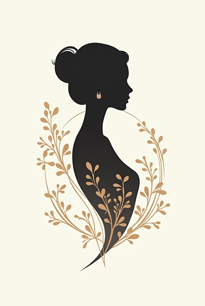 A silhouette logo that is a coffee bean with a woman's silhouette inside the bean.