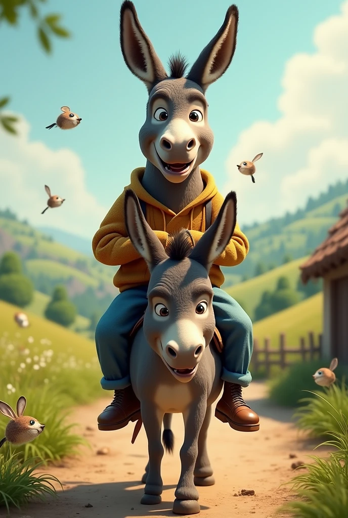Donkey riding a donkey - SeaArt AI