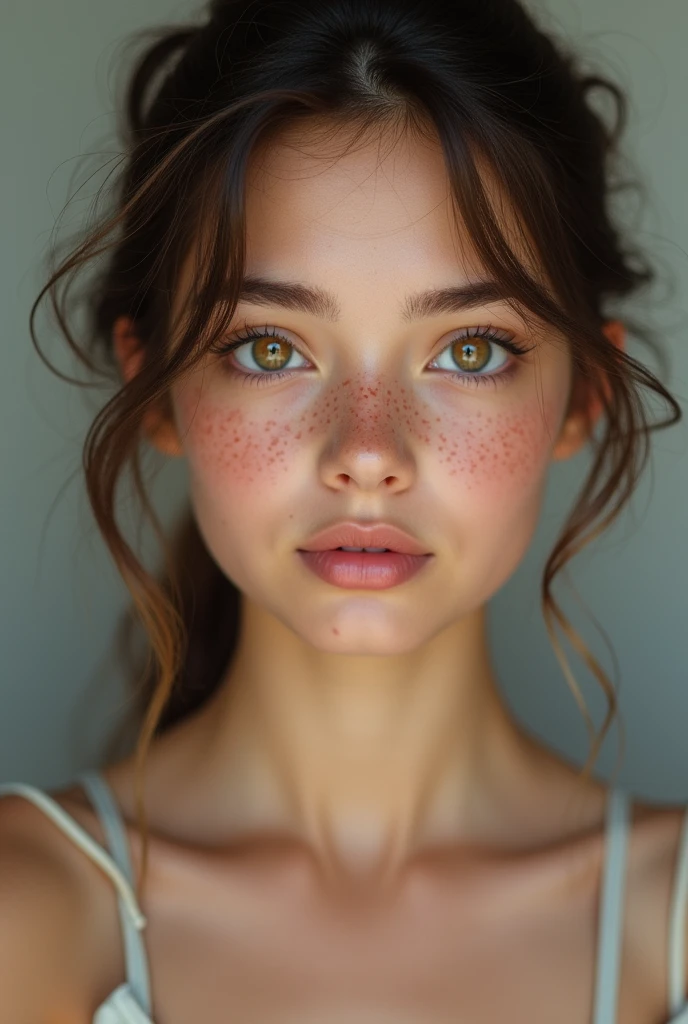 russian big lios red lipstick super cute 14 yr old beautiful hazel eyes that look deep into your soul. Her curly brown hair frames her face perfectly. Light freckles dot her cheeks, making her look even more adorable when she blushes.