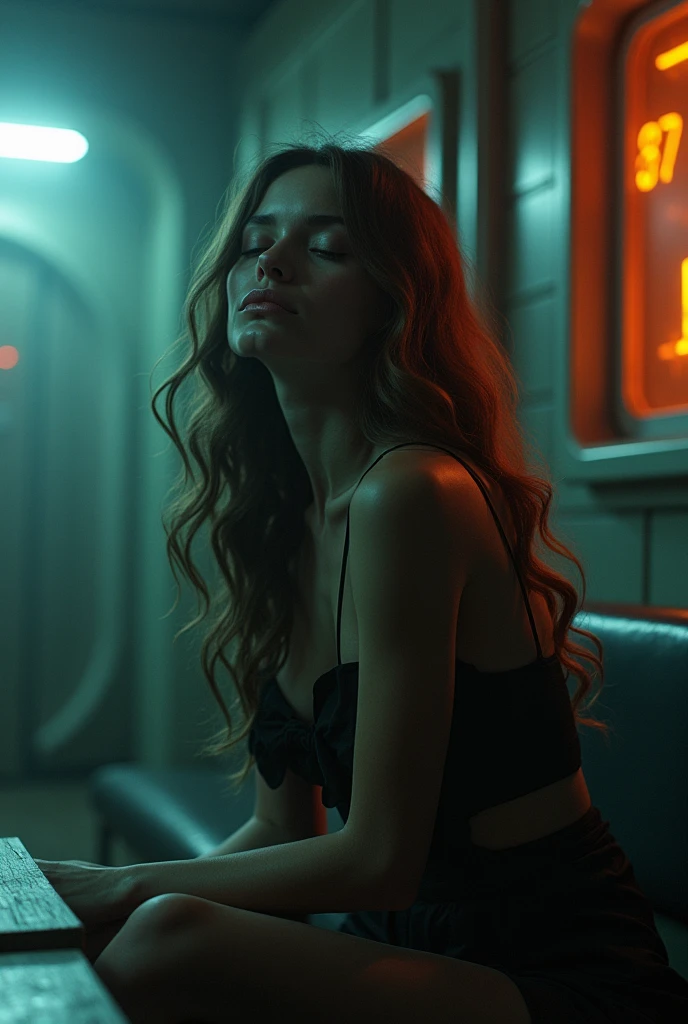 A realistic illustration of a stunningly beautiful woman in a dire situation with a look of pain, tears, and utter despair. Surrounding her were large thought bubbles of event images, wordless, describing mishaps such as mixing incompatible chemicals causing explosions, creating fire and colorful smoke, and overloading the drive. plugged in due to electrical sparks and missiles erupting from the submarine. The scene is her sitting in a chemical research room, detailed, mixing humor with a deeper message of self-reflection on actions and results without the need for text, masterpiece, 8K