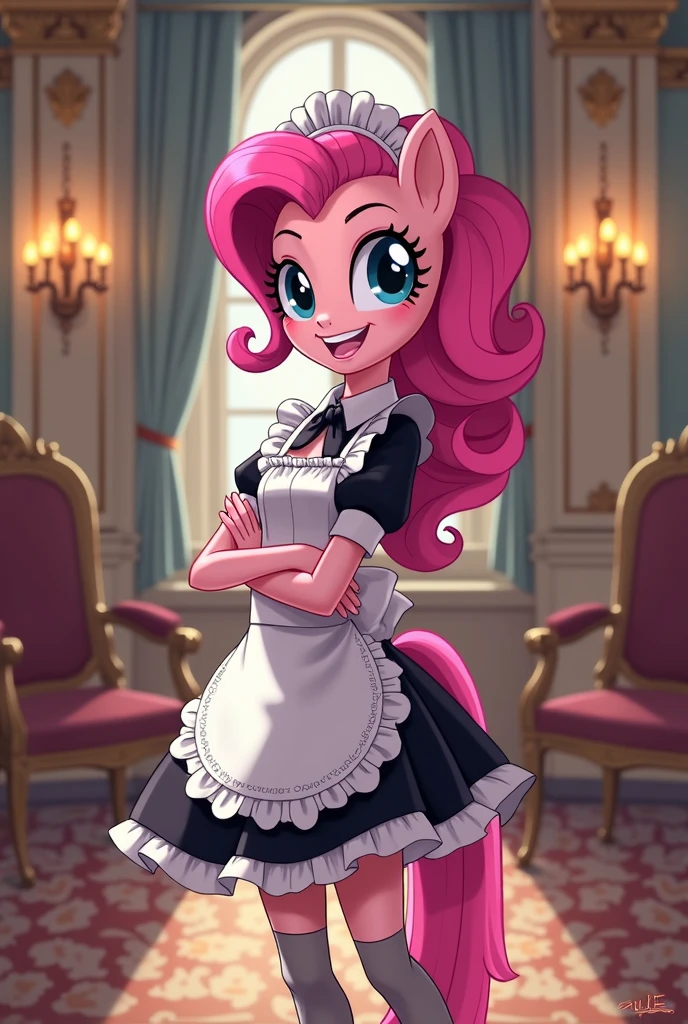 upskirt, duo focus, equestria girls, blushing, sunset shimmer, bra, underwear, grin, evil smile, erection, smiling, butt, clothes, maid, black panties, underwear, sunbutt, show accurate, vector, male pov, tenting, crotch big bulge, big erection in pants, offscreen male character